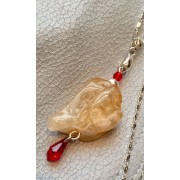 744 collier citrine, swarovski rouge, argent sterling